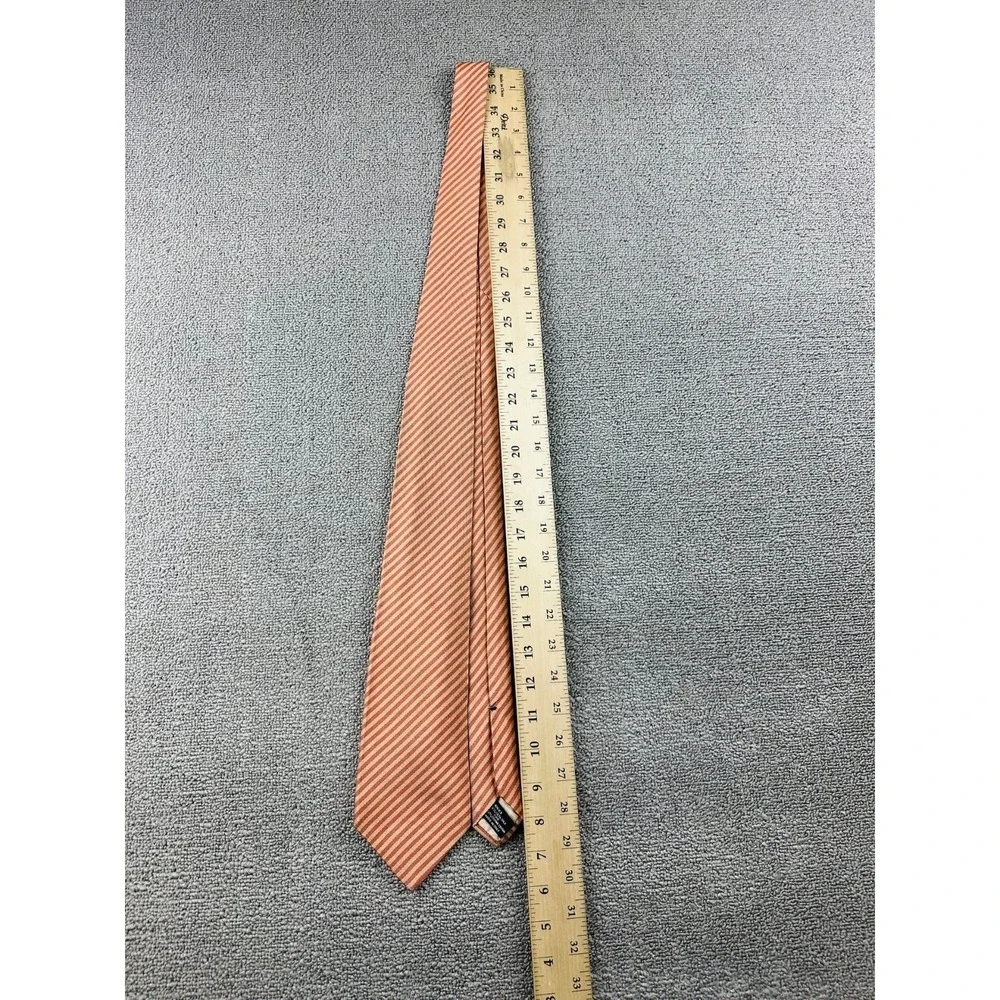Gucci Classic Designer Tie Men Orange Silk Cotton Striped Italy Made Luxury